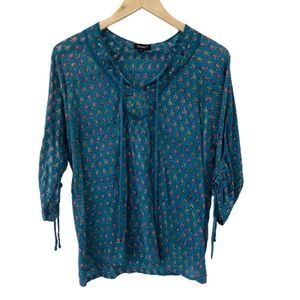 Tolani Blue Floral Blouse